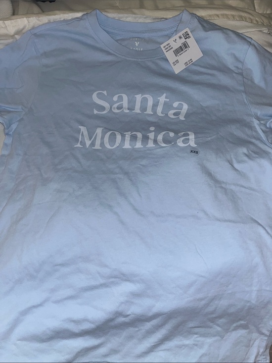 American Eagle Outfitters Tops - American Eagle Outfitters Light Blue 'Santa Monica' Graphic Tee
